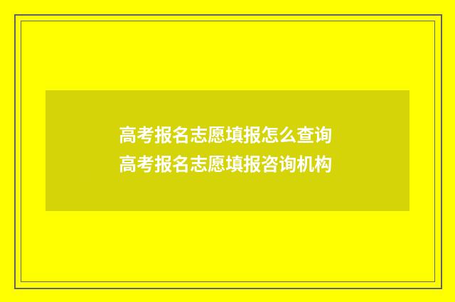 高考报名志愿填报怎么查询 高考报名志愿填报咨询机构