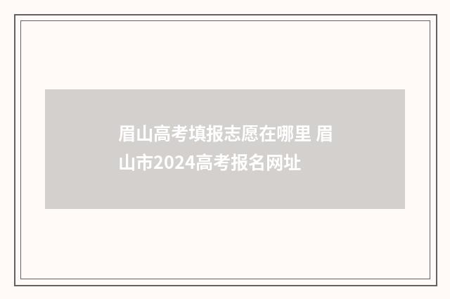 眉山高考填报志愿在哪里 眉山市2024高考报名网址