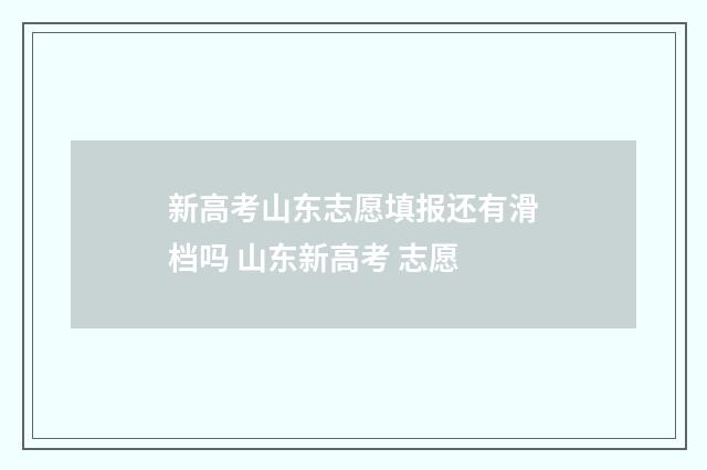 新高考山东志愿填报还有滑档吗 山东新高考 志愿