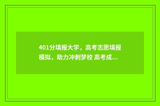401分填报大学，高考志愿填报模拟，助力冲刺梦校 高考成绩401能上什么大学