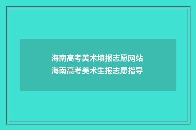 海南高考美术填报志愿网站 海南高考美术生报志愿指导