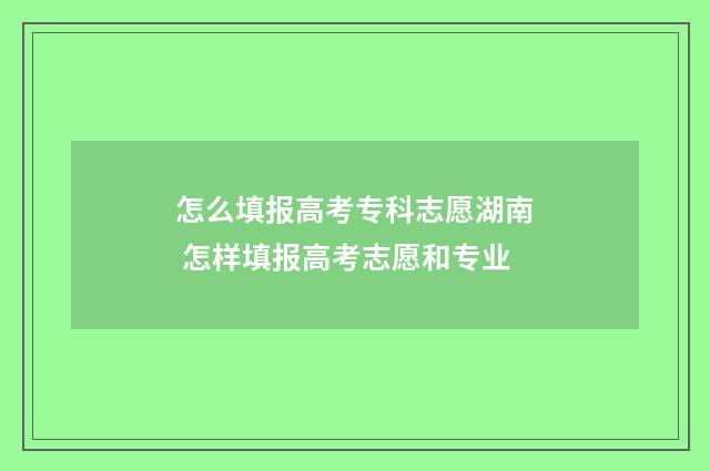 怎么填报高考专科志愿湖南 怎样填报高考志愿和专业
