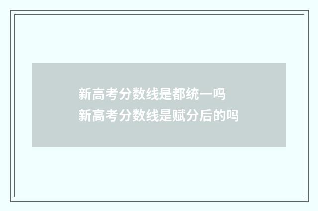 新高考分数线是都统一吗 新高考分数线是赋分后的吗