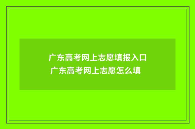 广东高考网上志愿填报入口 广东高考网上志愿怎么填