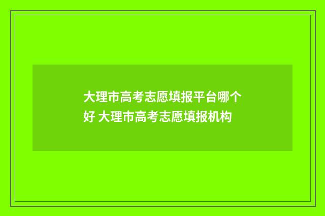 大理市高考志愿填报平台哪个好 大理市高考志愿填报机构