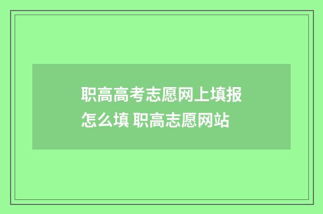 职高高考志愿网上填报怎么填 职高志愿网站