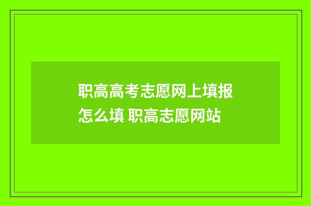 职高高考志愿网上填报怎么填 职高志愿网站