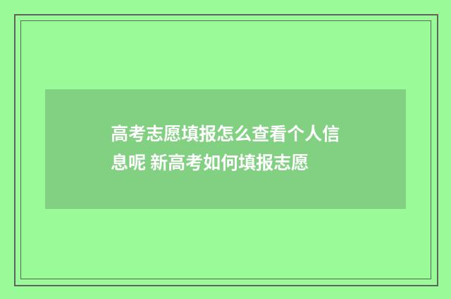 高考志愿填报怎么查看个人信息呢 新高考如何填报志愿