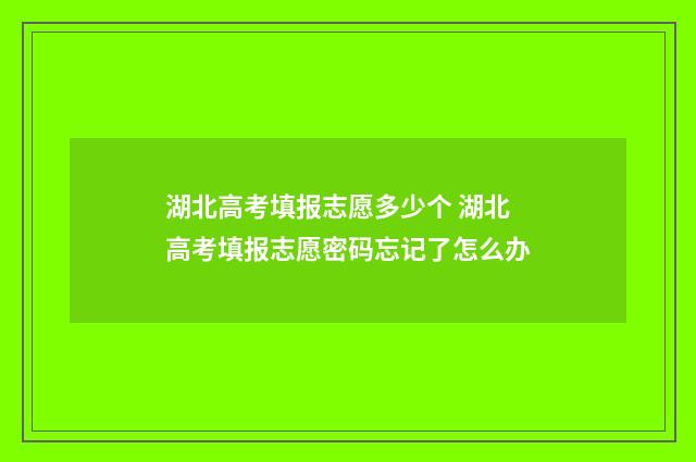 湖北高考填报志愿多少个 湖北高考填报志愿密码忘记了怎么办