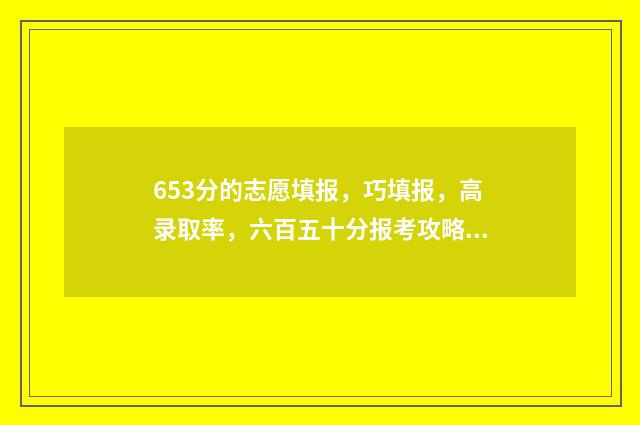 653分的志愿填报，巧填报，高录取率，六百五十分报考攻略指南