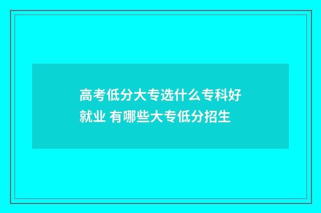 高考低分大专选什么专科好就业 有哪些大专低分招生