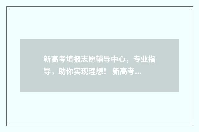 新高考填报志愿辅导中心，专业指导，助你实现理想！ 新高考填报志愿表格模板