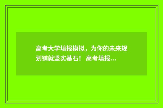 高考大学填报模拟，为你的未来规划铺就坚实基石！ 高考填报样表