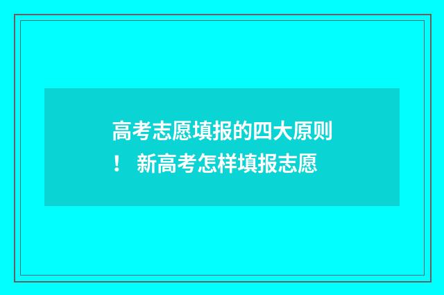 高考志愿填报的四大原则！ 新高考怎样填报志愿