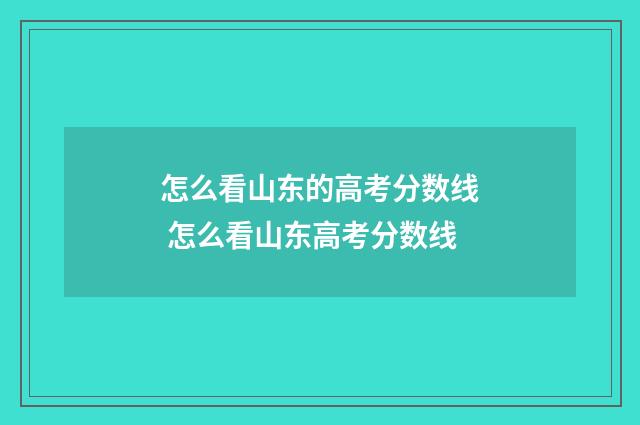 怎么看山东的高考分数线 怎么看山东高考分数线