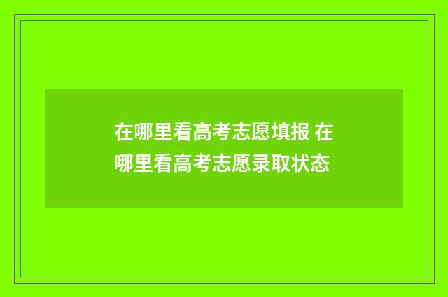 在哪里看高考志愿填报 在哪里看高考志愿录取状态