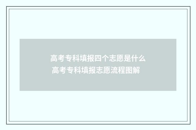 高考专科填报四个志愿是什么 高考专科填报志愿流程图解