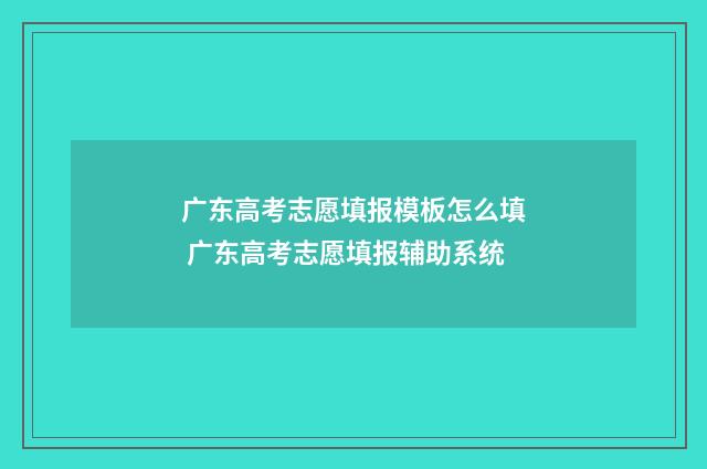 广东高考志愿填报模板怎么填 广东高考志愿填报辅助系统