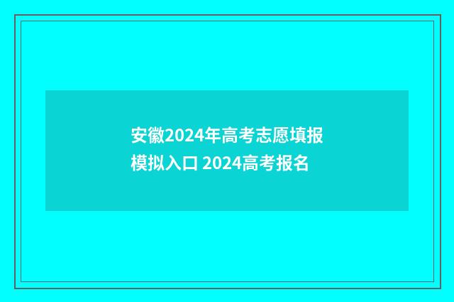 安徽2024年高考志愿填报模拟入口 2024高考报名