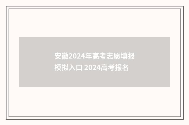 安徽2024年高考志愿填报模拟入口 2024高考报名