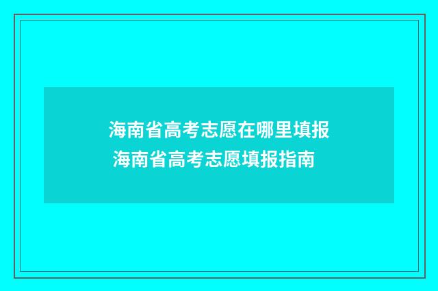 海南省高考志愿在哪里填报 海南省高考志愿填报指南