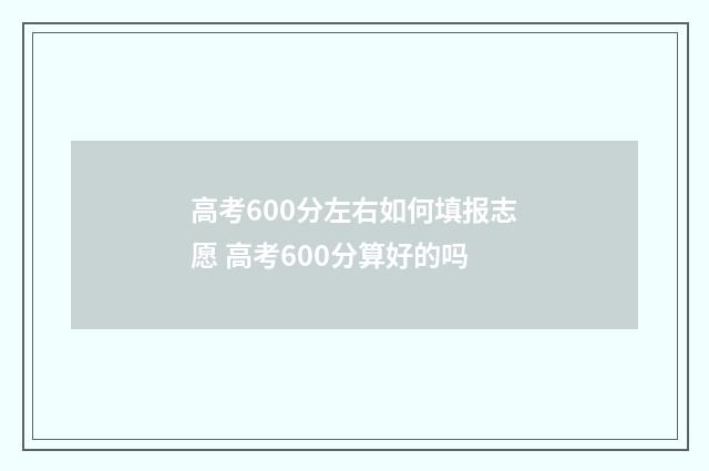 高考600分左右如何填报志愿 高考600分算好的吗