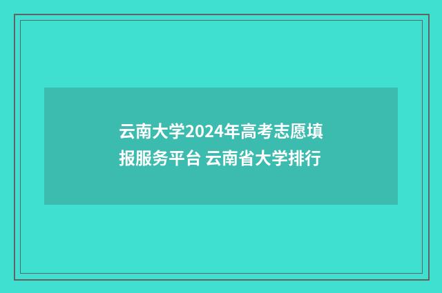 云南大学2024年高考志愿填报服务平台 云南省大学排行