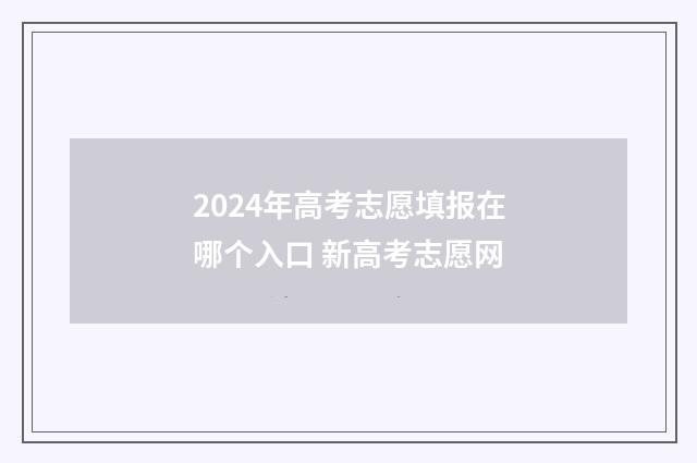 2024年高考志愿填报在哪个入口 新高考志愿网