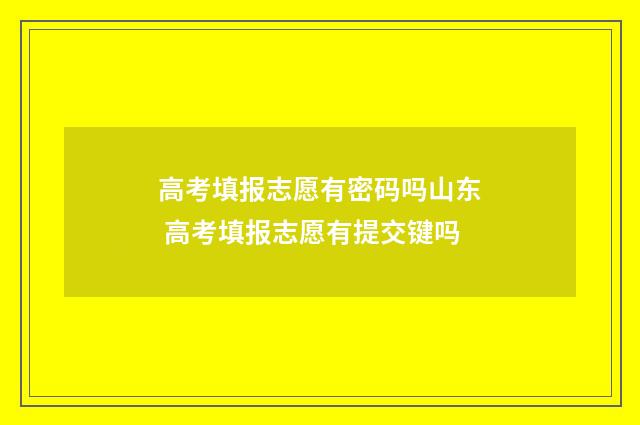 高考填报志愿有密码吗山东 高考填报志愿有提交键吗