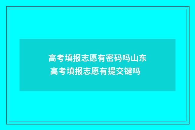 高考填报志愿有密码吗山东 高考填报志愿有提交键吗