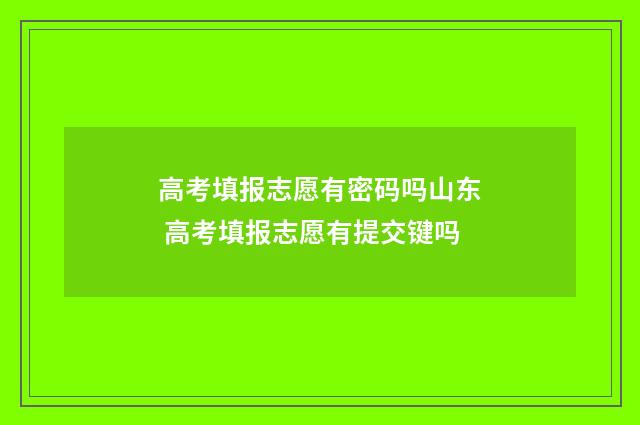 高考填报志愿有密码吗山东 高考填报志愿有提交键吗
