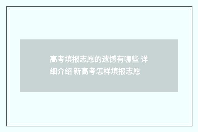 高考填报志愿的遗憾有哪些 详细介绍 新高考怎样填报志愿