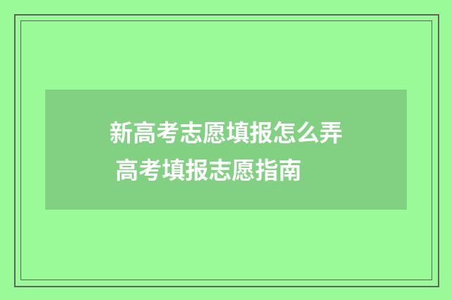新高考志愿填报怎么弄 高考填报志愿指南