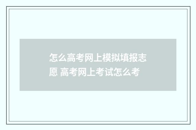 怎么高考网上模拟填报志愿 高考网上考试怎么考