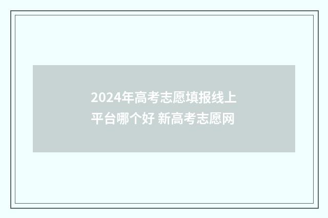 2024年高考志愿填报线上平台哪个好 新高考志愿网