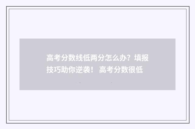 高考分数线低两分怎么办？填报技巧助你逆袭！ 高考分数很低