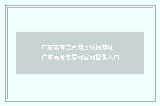 广东高考志愿网上填报网址 广东高考志愿网官网登录入口