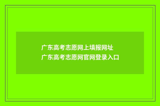 广东高考志愿网上填报网址 广东高考志愿网官网登录入口