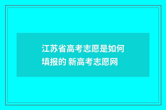 江苏省高考志愿是如何填报的 新高考志愿网