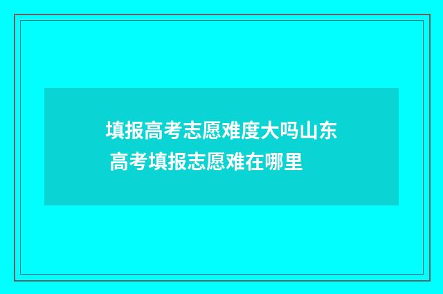 填报高考志愿难度大吗山东 高考填报志愿难在哪里