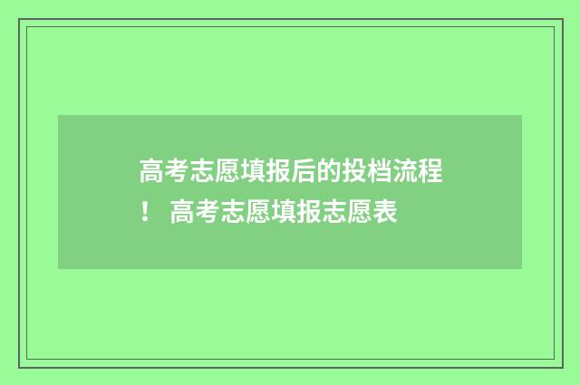 高考志愿填报后的投档流程！ 高考志愿填报志愿表