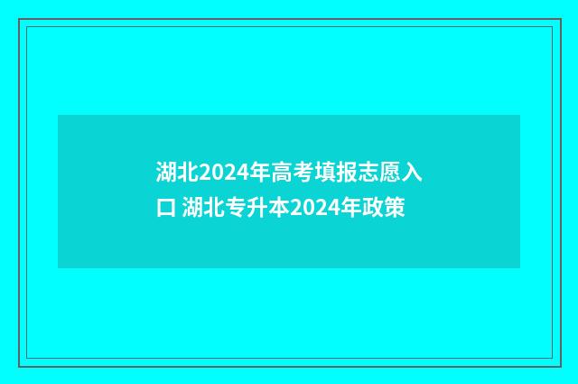 湖北2024年高考填报志愿入口 湖北专升本2024年政策
