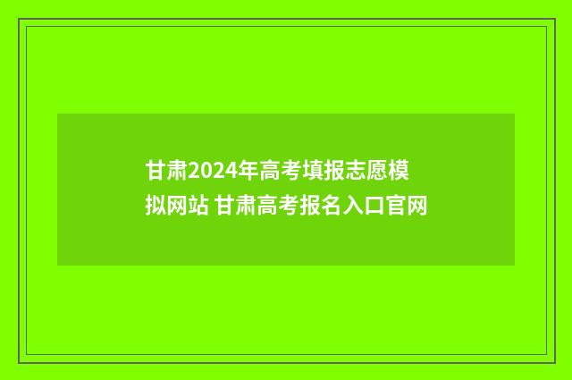 甘肃2024年高考填报志愿模拟网站 甘肃高考报名入口官网