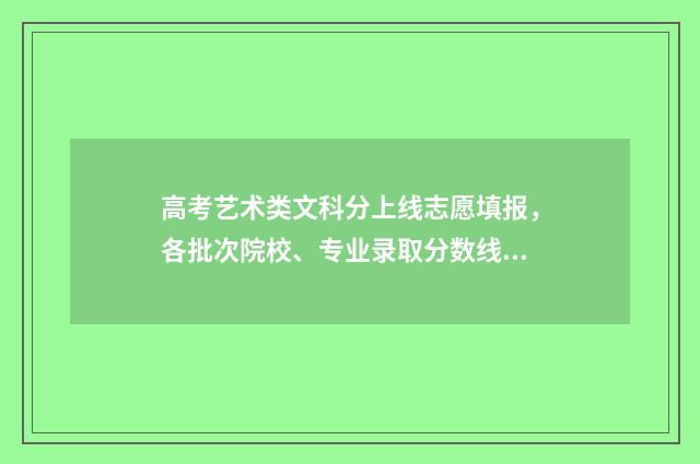 高考艺术类文科分上线志愿填报，各批次院校、专业录取分数线及填报技巧 高考艺术类文科考哪些科目