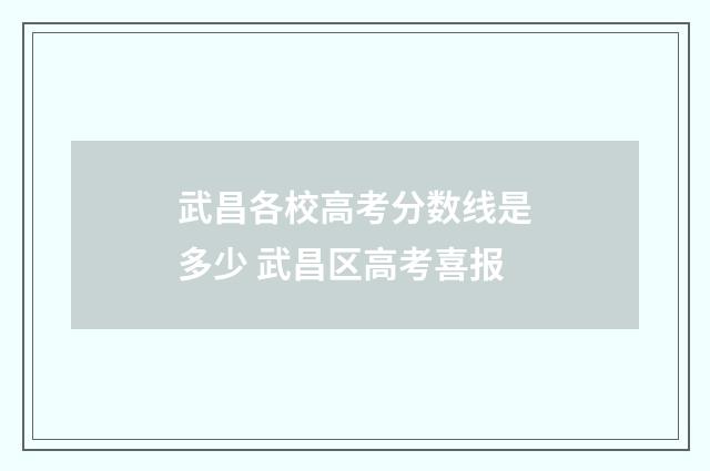 武昌各校高考分数线是多少 武昌区高考喜报