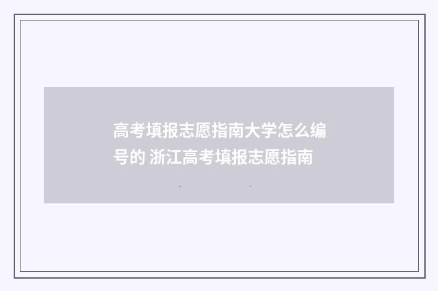 高考填报志愿指南大学怎么编号的 浙江高考填报志愿指南