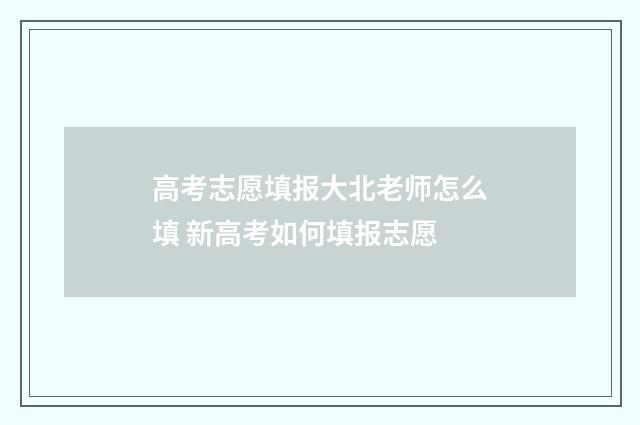高考志愿填报大北老师怎么填 新高考如何填报志愿