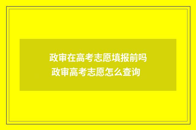 政审在高考志愿填报前吗 政审高考志愿怎么查询