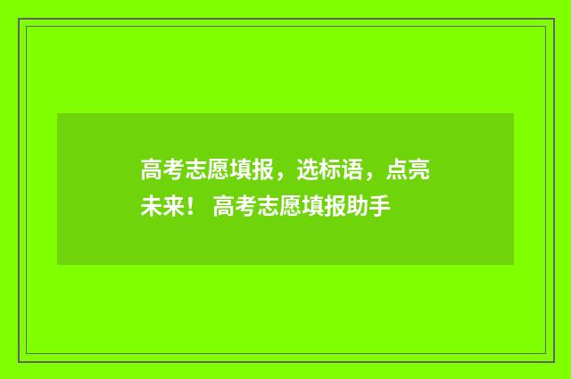 高考志愿填报，选标语，点亮未来！ 高考志愿填报助手