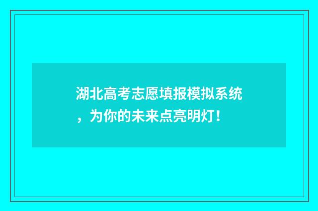 湖北高考志愿填报模拟系统，为你的未来点亮明灯！